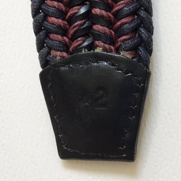 Torino Blue Mauve Woven Braided Rayon Elastic Stretch Leather Belt Size 42 - Picture 5 of 7